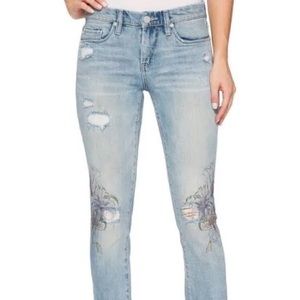 Blank nyc light wash distressed skinny floral jeans size 24